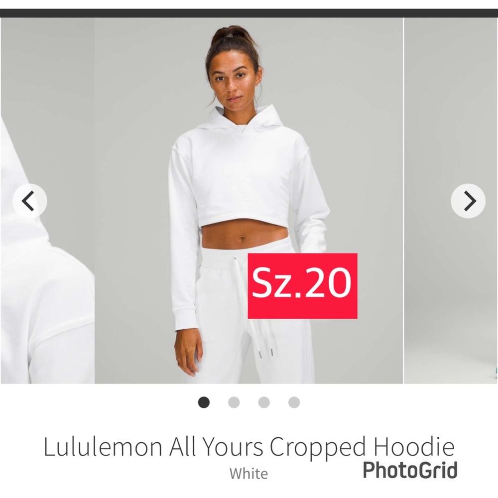 Lululemon All yours cropped Hoodie size-20 white color